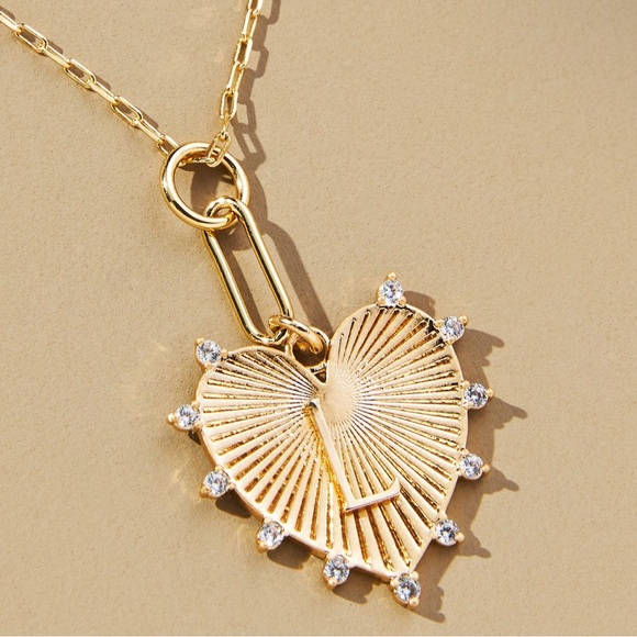 Anthropologie Jewelry - Serefina Monogram L Heart Pendant Necklace